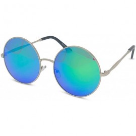 Round Round Large Circular Colored Mirrored Sunglasses - Silver - CN18HZRK35L $30.82