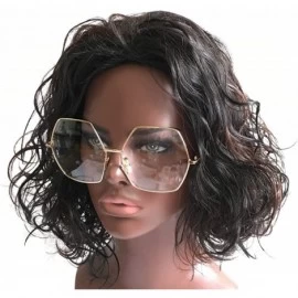 Rectangular Oversized Metal Geometric Pentagon Gradient Color Lens Hippie Sunglasses -yhl - Gold-clear - CZ12N172L1O $13.73
