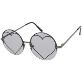 Round Heart Glitter Round Circle Floating Lens Retro Sunglasses - Gunmetal & Black Frame - CH18ZM8HT80 $10.07
