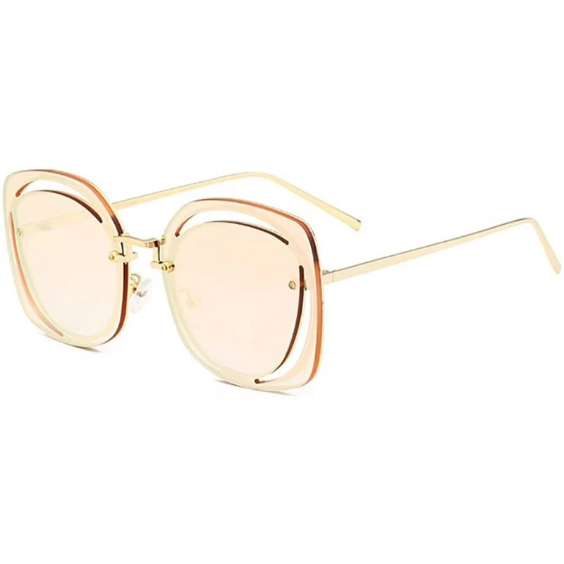 Round new style Fashion round metal Openwork Frameless sunglasses - Pink - C71887U9D3M $19.03
