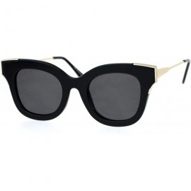 Butterfly Womens Fashion Sunglasses Square Butterfly Designer Style Eyewear UV400 - Black Gold (Black) - CK186KTHZWS $25.50