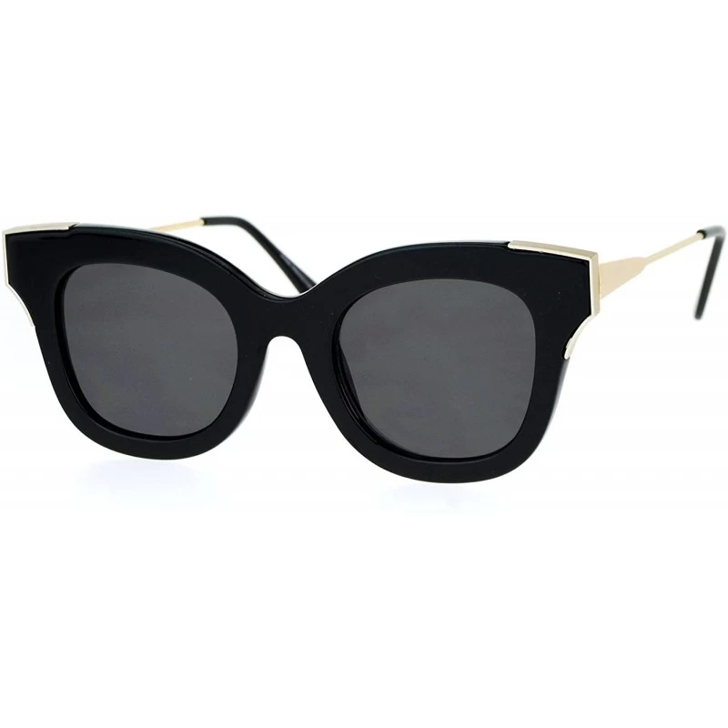 Butterfly Womens Fashion Sunglasses Square Butterfly Designer Style Eyewear UV400 - Black Gold (Black) - CK186KTHZWS $23.30