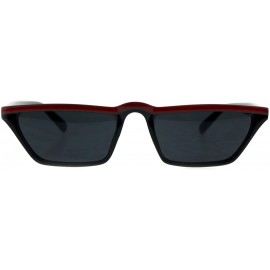 Rectangular Womens Narrow Rectangular Retro Vintage Classic Cat Eye Sunglasses - Red Black - CE18EN9U76T $8.60