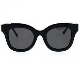 Butterfly Womens Fashion Sunglasses Square Butterfly Designer Style Eyewear UV400 - Black Gold (Black) - CK186KTHZWS $23.30
