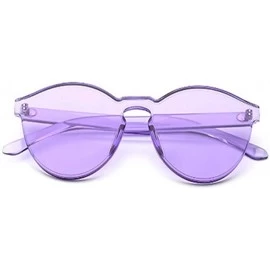 Rimless Transparent One Piece Rimless Sunglasses - Cute Candy Tinted Eyewear - Purple - CH18OYSNMZZ $19.91