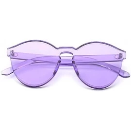 Rimless Transparent One Piece Rimless Sunglasses - Cute Candy Tinted Eyewear - Purple - CH18OYSNMZZ $12.93