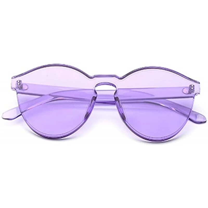 Rimless Transparent One Piece Rimless Sunglasses - Cute Candy Tinted Eyewear - Purple - CH18OYSNMZZ $12.93