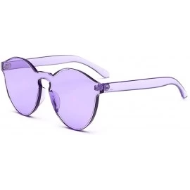 Rimless Transparent One Piece Rimless Sunglasses - Cute Candy Tinted Eyewear - Purple - CH18OYSNMZZ $12.93