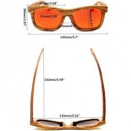 Square Polarized Real Solid Handmade Rosewood Wood Mirrored Sunglasses for Men & Women - Brown - CF18GDNQNXU $26.11