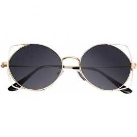 Cat Eye Cut Out Fashion Cat Eye Sunglasses for Women Metal Frame Small Circle Sun Glasses UV Blocking Shades - Gray - CH18U67...
