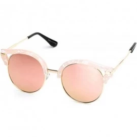 Cat Eye 92006 Oversize CatEye Round Flat Mirror Women men Sunglasses - Gold Arm - C112JP8NG05 $27.00