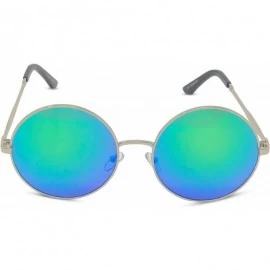 Round Round Large Circular Colored Mirrored Sunglasses - Silver - CN18HZRK35L $25.86