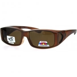 Rectangular Polarized Womens Pearl Rectangular 60mm OTG Fit Over Sunglasses - Brown - C1185G5HHZ7 $11.72