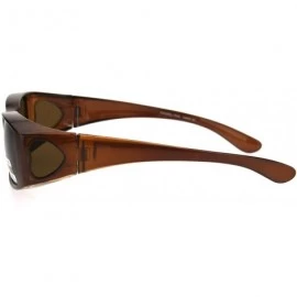 Rectangular Polarized Womens Pearl Rectangular 60mm OTG Fit Over Sunglasses - Brown - C1185G5HHZ7 $22.52