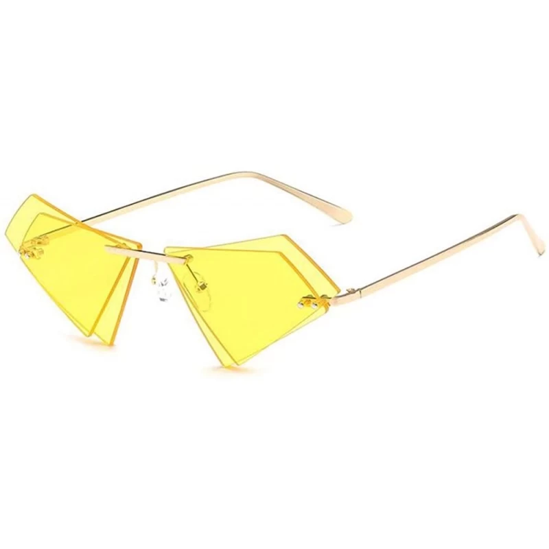 Rimless Women Fashion Sunglasses Double Triangular Ocean Slice Sunglasses With Case UV400 Protection - CN18X9X534N $25.70