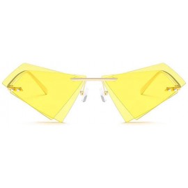 Rimless Women Fashion Sunglasses Double Triangular Ocean Slice Sunglasses With Case UV400 Protection - CN18X9X534N $25.70