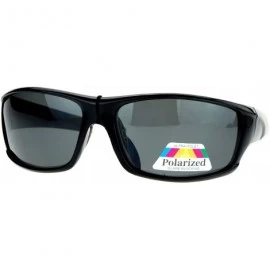 Rectangular Mens Polarized Lens Sunglasses Oval Rectangular Wrap Sports Fashion - Black - CO180603XGG $11.95