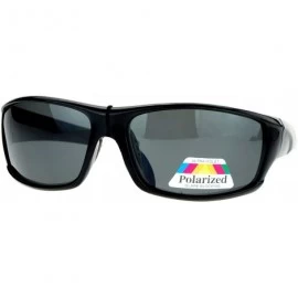 Rectangular Mens Polarized Lens Sunglasses Oval Rectangular Wrap Sports Fashion - Black - CO180603XGG $23.59