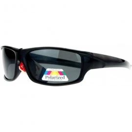 Rectangular Mens Polarized Lens Sunglasses Oval Rectangular Wrap Sports Fashion - Black - CO180603XGG $11.95