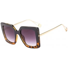 Square Oversize Square Sunglasses For Women Chic Frame Sun Glasses Female Luxury Brand Print Eyewear Black Clear Shades - CE1...