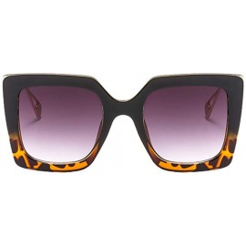 Square Oversize Square Sunglasses For Women Chic Frame Sun Glasses Female Luxury Brand Print Eyewear Black Clear Shades - CE1...