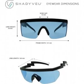 Goggle Semi Rimless Neon Rainbow Sunglasses Mirrored Lens UV Protection 80s Retro Rave Shades Crooked ZigZag Bolt Arm - C718X...