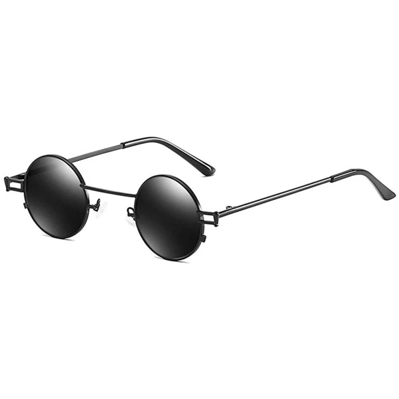 Round Sunglasses Designer Sunshade Eyewear - Black - CG192QZTKQD $9.08