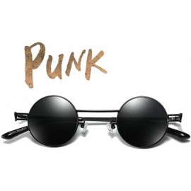 Round Sunglasses Designer Sunshade Eyewear - Black - CG192QZTKQD $9.08