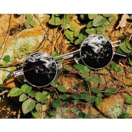 Round Sunglasses Designer Sunshade Eyewear - Black - CG192QZTKQD $9.08
