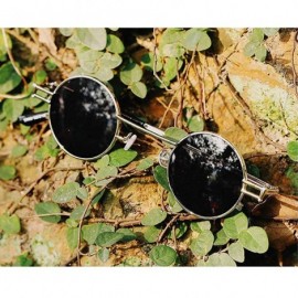 Round Sunglasses Designer Sunshade Eyewear - Black - CG192QZTKQD $9.08