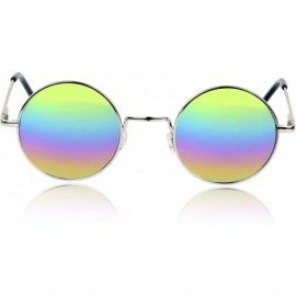 Round Retro Round Sunglasses Small Colored Lens Hippie John Lennon Glasses - CD18W0A8HQW $23.20