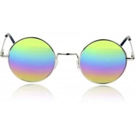 Round Retro Round Sunglasses Small Colored Lens Hippie John Lennon Glasses - CD18W0A8HQW $8.46