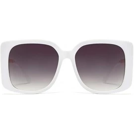 Aviator UV400 Women Sunglasses Rectangular Vintage Retro Bold Square Multi Tinted Frame - White - CW1963Z9GL0 $28.98