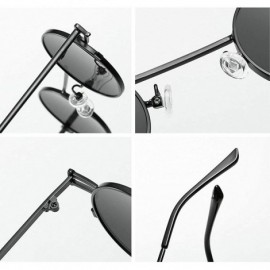 Round Sunglasses Designer Sunshade Eyewear - Black - CG192QZTKQD $9.08