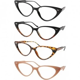 Cat Eye Womens 4 Pairs Mixed Colors Cute Small Cat Eye Reading Glasses - 4 Pairs Mixed Colors - C9192ELAKSS $15.61