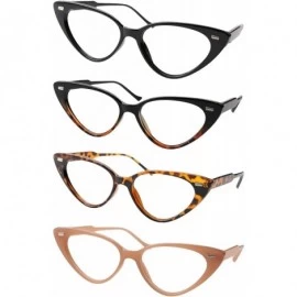 Cat Eye Womens 4 Pairs Mixed Colors Cute Small Cat Eye Reading Glasses - 4 Pairs Mixed Colors - C9192ELAKSS $23.10