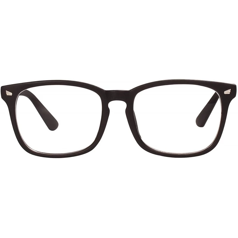 Square Plain Glasses Frame for Women Men non prescription Plastic full Frame Clear Lens - Matt Black - CK18QN3KDAM $11.29