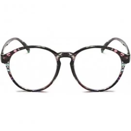 Round Student Myopia Glasses Fashion Retro Big-Frame Glasses Round Face - Black Flowers - CC18EAWI0RZ $48.12