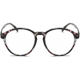 Round Student Myopia Glasses Fashion Retro Big-Frame Glasses Round Face - Black Flowers - CC18EAWI0RZ $20.62