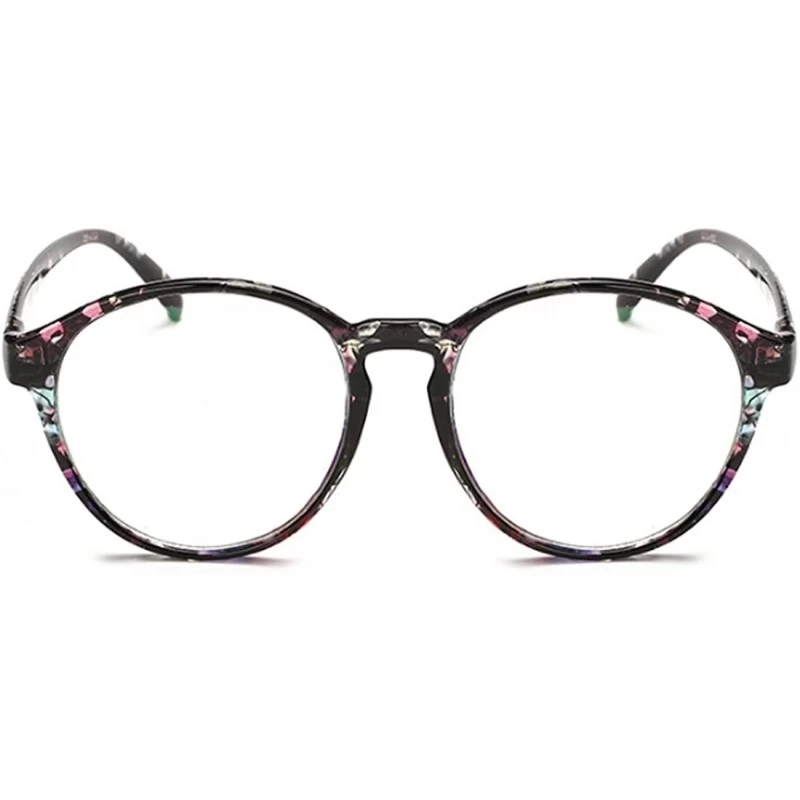 Round Student Myopia Glasses Fashion Retro Big-Frame Glasses Round Face - Black Flowers - CC18EAWI0RZ $20.62
