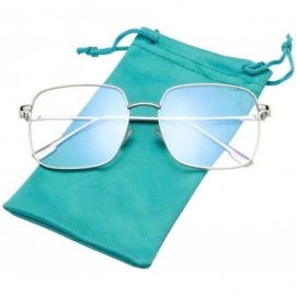 Oversized Womens Oversized Square Metal Sunglasses & Blue Light Blocking Glasses for Women UV Protection Mirrored Lens 8008 -...