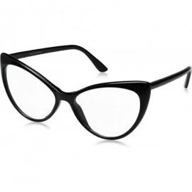 Round Super Cat Eye Glasses Vintage Inspired Mod Fashion Clear Lens Eyewear - Black - C5117X3BPY9 $19.13
