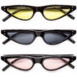 Cat Eye Retro 1950s Narrow Cat Eye Sunglasses for Women Plastic Frame - Assorted All Black- Pink/Black & Yellow/Black - CJ18Z...