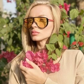 Oversized Retro square sunglasses for women men oversized frame colorful lens flat top sunglasses UV400 protect - 6 - CW196YA...