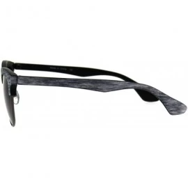 Rectangular Womens Wood Grain Half Horn Rim 90s Mod Sunglasses - Light Pink Grey - CP184QMAZ4L $12.04