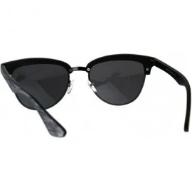 Rectangular Womens Wood Grain Half Horn Rim 90s Mod Sunglasses - Light Pink Grey - CP184QMAZ4L $12.04