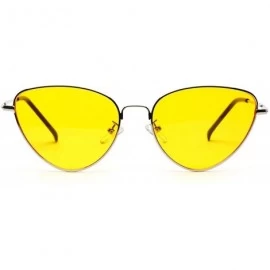 Round Retro Cat Eye Sunglasses Women Yellow Red Lens Sun Glasses Fashion Light Weight Sunglass Vintage Metal Eyewear - CD197Y...
