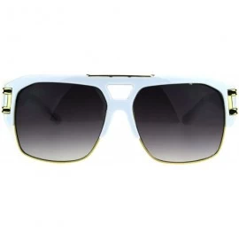 Oversized Mens Mobster Half Rim Gradient Lens Mafia Racer Pilot Sunglasses - White Gold - CC184M57DQ8 $12.33