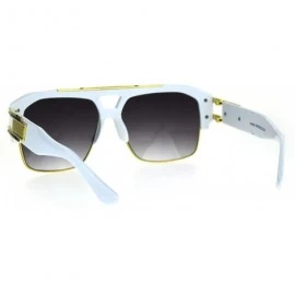 Oversized Mens Mobster Half Rim Gradient Lens Mafia Racer Pilot Sunglasses - White Gold - CC184M57DQ8 $12.33