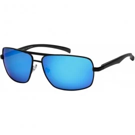 Square Rectangular Polarized Sunglasses Lightweight Protection - Black Frame - Polarized Blue-white Mirrored Lens - CW192RQOH...